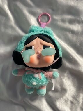 Mint & Pink Plush Keychain Doll with Teardrop Face